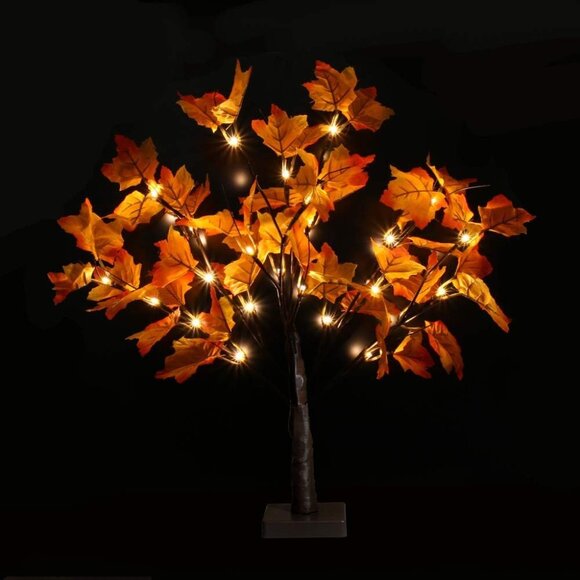 Artificial Fall Lighted Maple Tree 24 LED Thanksgiving Decorations Table Lights - Picture 5 of 7